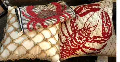 2pc crab throw pillow , crab table runner