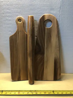 Cutting board and 2pc Paula Deen wooden cutting board and rolling pin
