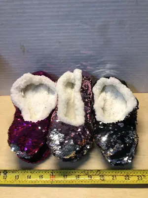 2 pairs size 8-10 house shoes, one pair size 5-7.5 house shoes