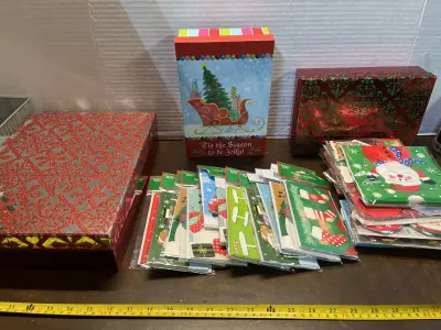 lot of christmas decor & 3ct gift boxes