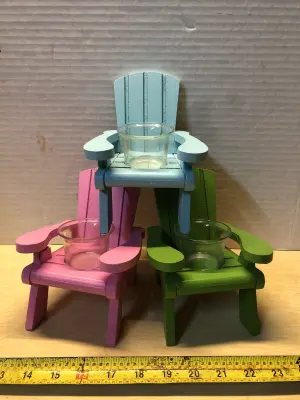 3pc summer candle holders pink chair arm broke