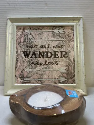 wall decor and coconut citronella candle