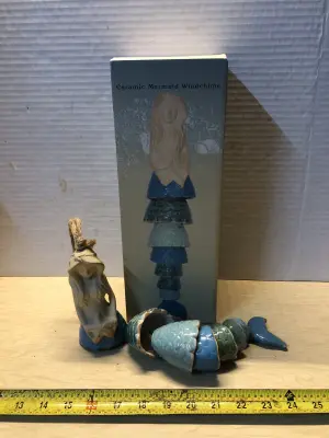 2pc ceramic mermaid wind chime