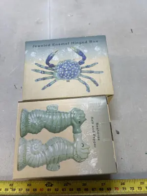 crab trinket box and salt and pepper shakers