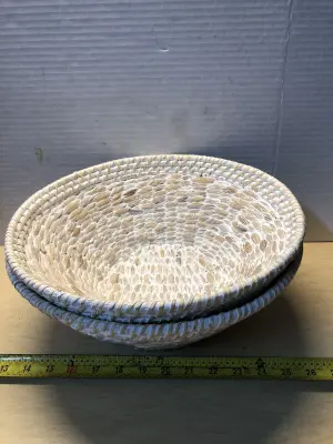 2pc painted round baskets