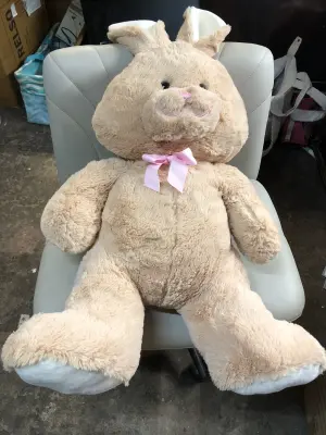 Large stuffed anamorphic bunny ripped leg