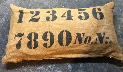 Burlap throw pillow