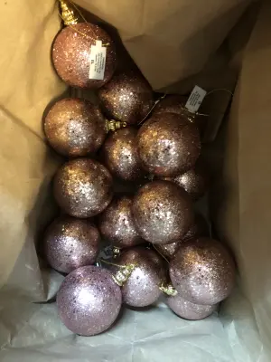 Bag of pink ornaments