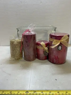 glass box and decorative candles