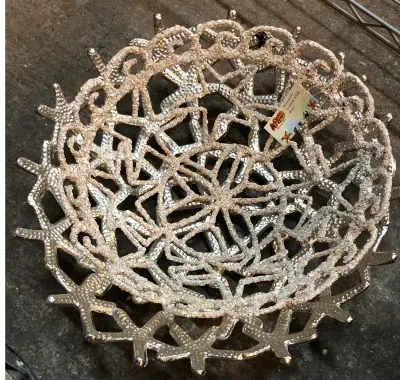 Decorative starfish bowl, decorative crushed shell bowl