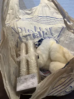 bag of stuffed animal & decor