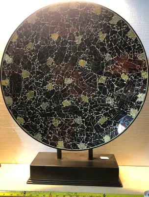Large decorative plate on stand brown