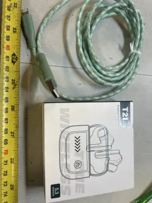 iphone charger and bluetooth headphones