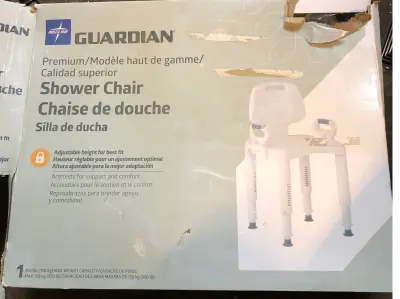 Guardian shower chair adjustable as is box opened