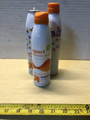 2 cans 7.3oz spf 30 sunscreen cap broke on 1 , 5.5oz spf 50 sunscreen