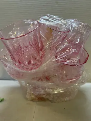 pink plastic wine glass lot needs washed