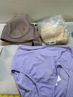 2 medium bras and bathing suit bottoms