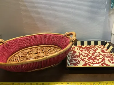 wicker basket & table tray