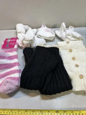 7 pairs of socks & 2 pairs of leg warmers