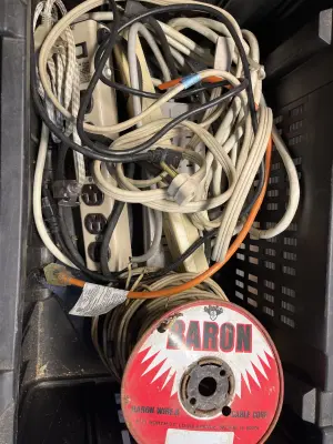 box of extension cords & wires