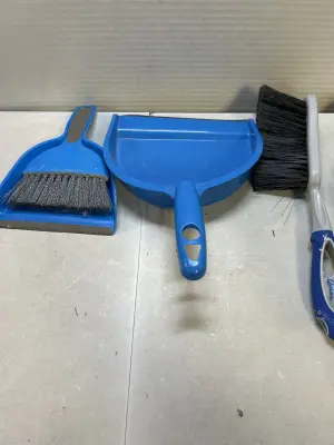 cleaning brush, dust pan and small dust pan+brush
