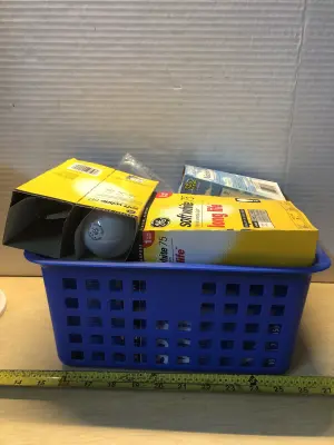Basket of assorted light bulbs