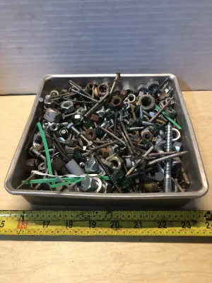 Pan of assorted nuts and bolts and spacers