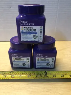 3 bottles lids elderberry supplement exp:2/28