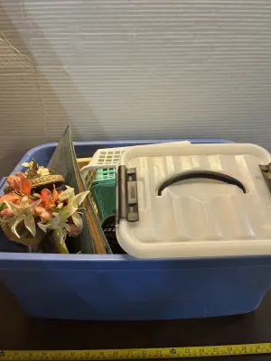 mystery tote of storage containers & decor