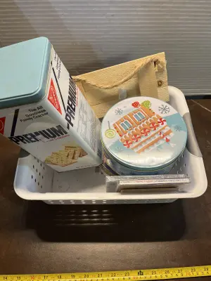 lot of storage tins/ bins