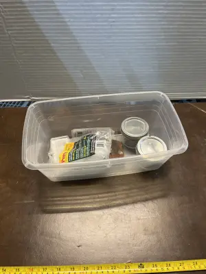 storage bin with hardware