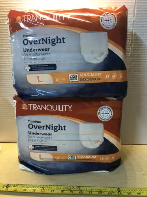 2 packs size large overnight underwear