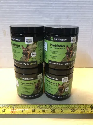 4 bottles 90 dog chews each probiotics gut and immune health exp:4/16/26