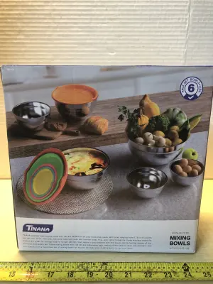 6pc stainless steel mixing bowls with lids