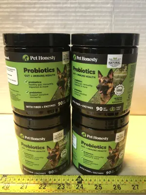4 bottles 90 chews each probiotics gut and immune health for dogs exp:4/16/26