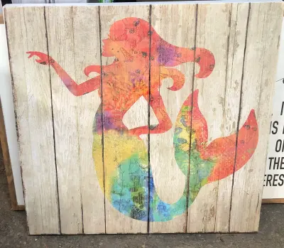 Wooden mermaid wall decor