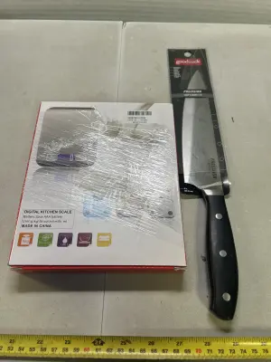 digital kitchen scale . 8 in chefs knife