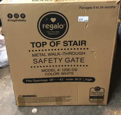 Top of the stair metal walk thru safety gate 28”-42” wide 30.5 high