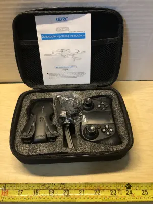 Vicky mini quadcopter comes on needs triple a batteries for remote