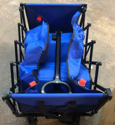 Blue foldable wagon on wheels