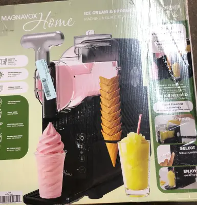 Magnavox home ice cream and frozen slush maker comes on