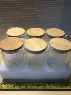 6 glass containers with lids