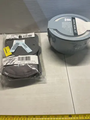 oven mitts, 8pc mixing bowl set