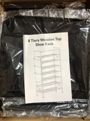 8 tier wooden top shoe rack