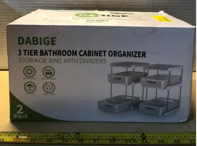 Set of 2 3 tier bathroom cabinet organizer