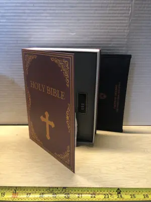 Holy Bible book safe with fireproof safe bag