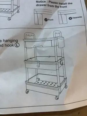 3 tier plastic rolling cart