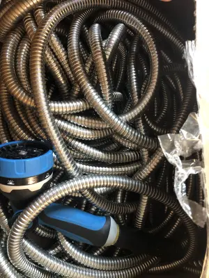 Unknown size metal garden hose with sprayer