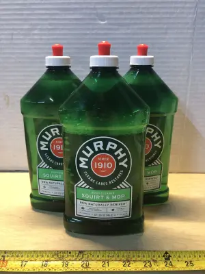 3 bottles Murphy squirt and mop 32oz one spilled