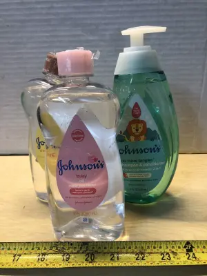 2 bottles 20oz Johnson’s baby oil 20.3oz Johnson’s 2in1 no more tangles shampoo